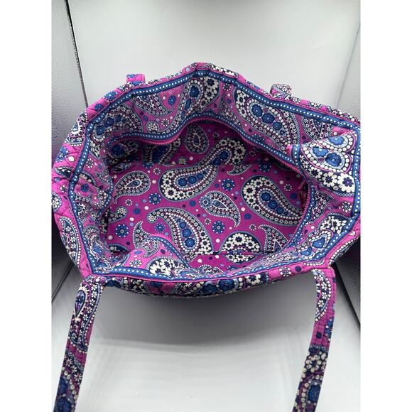 Vera Bradley Zipper Top Ladies Tote Bag Boysenberry 2011 Quilted Paisley Purple - Picture 4 of 10